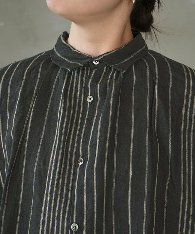 itimi イチミ　ヴィンテージ　古着　アンティーク　トップス　ブラウス ICHI Antiquites(イチアンティークス) LINEN RANDOM STRIPE SH リネン