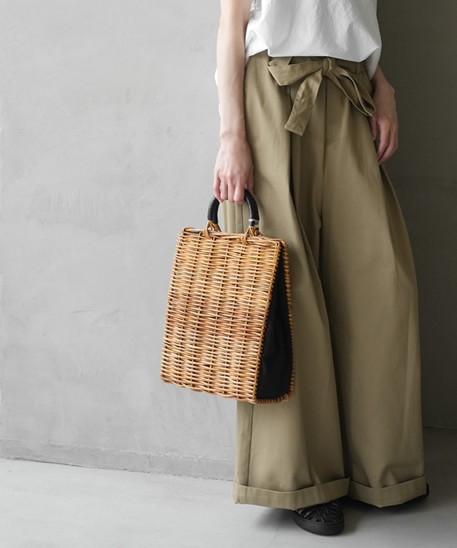 mizuiro ind(ミズイロインド) wide chino PT whith belt ベルトワイド