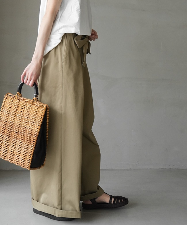mizuiro ind(ミズイロインド) wide chino PT whith belt ベルトワイド