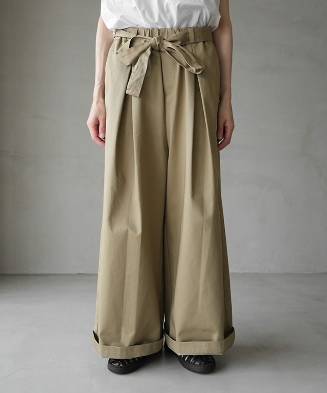 mizuiro ind(ミズイロインド) wide chino PT whith belt ベルトワイド