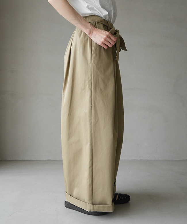 mizuiro ind(ミズイロインド) wide chino PT whith belt ベルトワイド