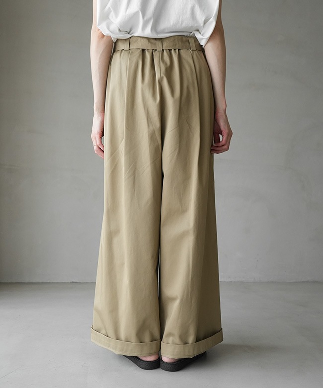mizuiro ind(ミズイロインド) wide chino PT whith belt ベルトワイド