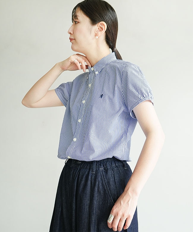 Gymphlex(ジムフレックス) コットン フレンチスリーブシャツ STRIPE