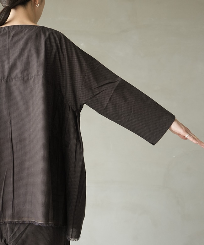 SALE 20%OFF】HONNETE(オネット) コットンシルクギンガムサイド