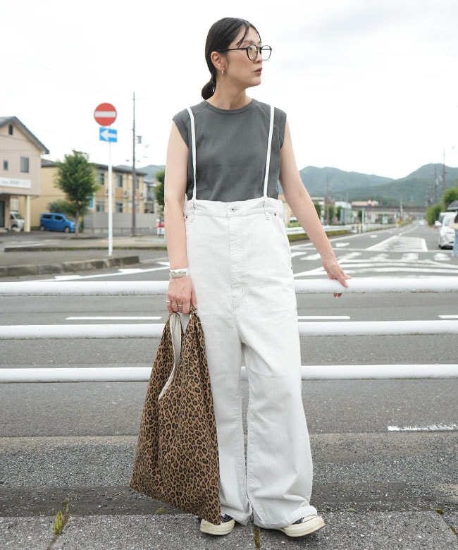 JOHNBULL(ジョンブル) デニムサスペンダーオーバーパンツ レディース