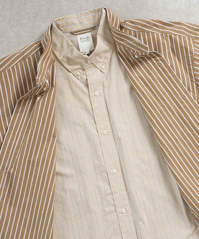 Rhodolirion(ロドリリオン) Double Layer BD Shirt Dress - Stripe