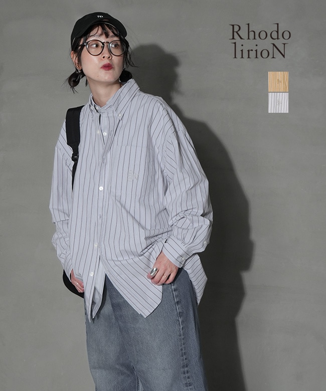 Rhodolirion(ロドリリオン) Double Layer BD Shirt Dress - Stripe