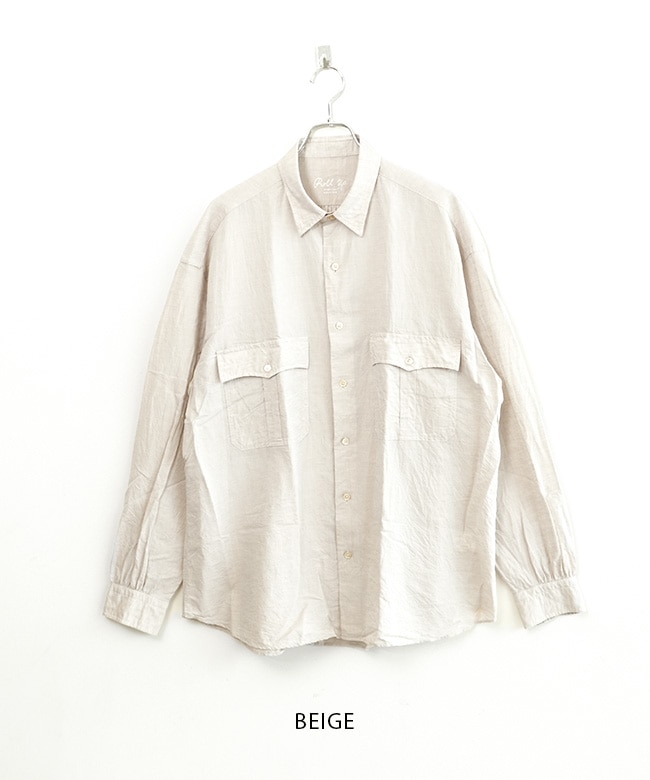 ポータークラシック ロールアップシャツ コットンリネン　ホワイト ROLL UP COTTON LINEN SHIRT (ALUMO)（ロール アップ コットン
