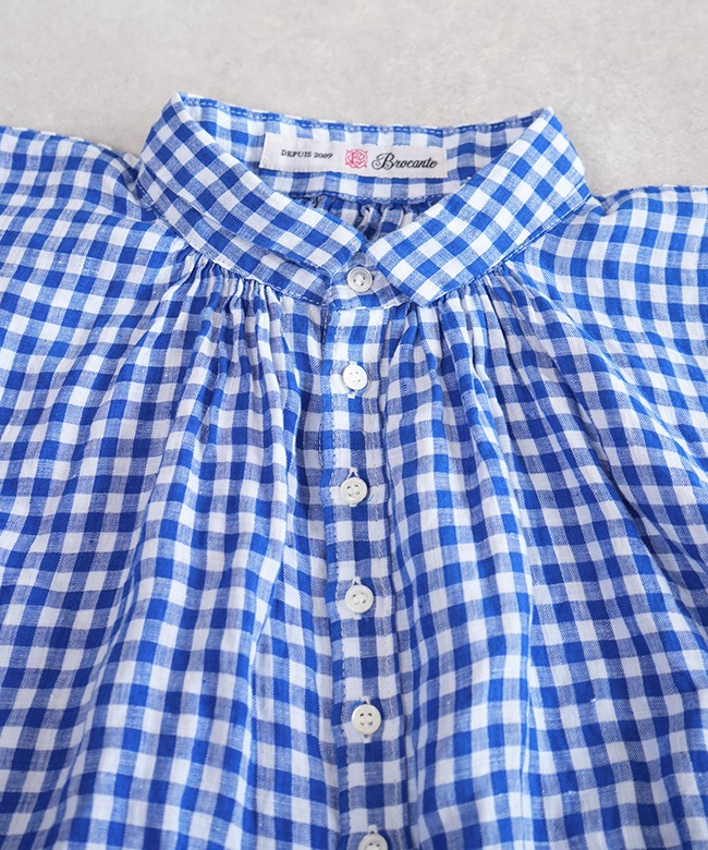 Brocante(ブロカント) フレンチリネングランシャツ ギンガム チェック