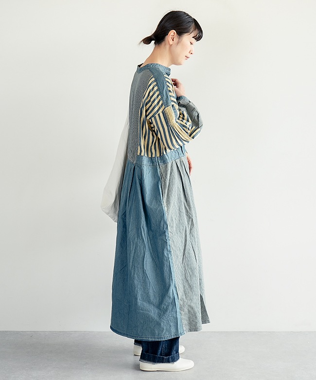 SALE 20%OFF】[TB25313]tumugu(ツムグ)デニム×ヒッコリーストライプ