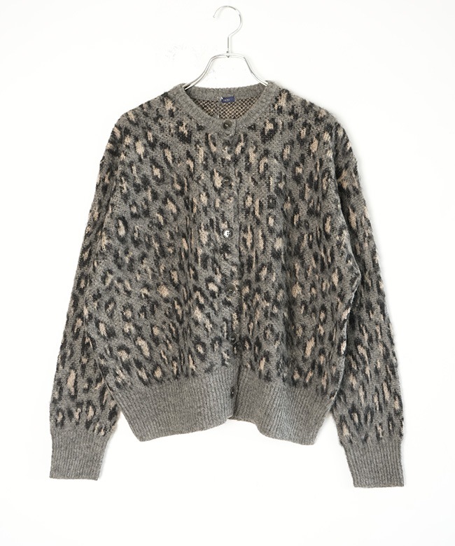ICHI(イチ) SHAGGY LEOPARD KNIT CARDIGAN ジャガードレオパード