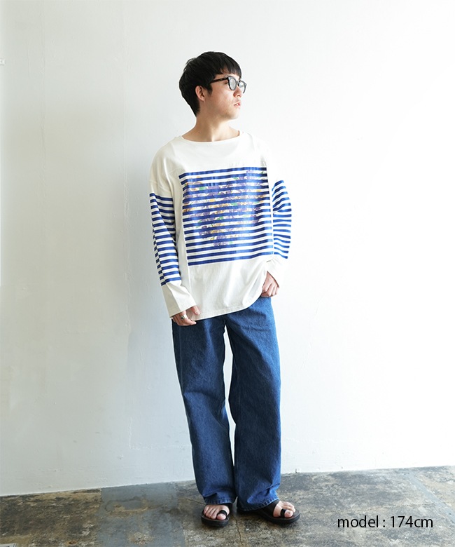CH1055]CHANGES(チェンジーズ) REMAKE PRINT BASQUE TEE