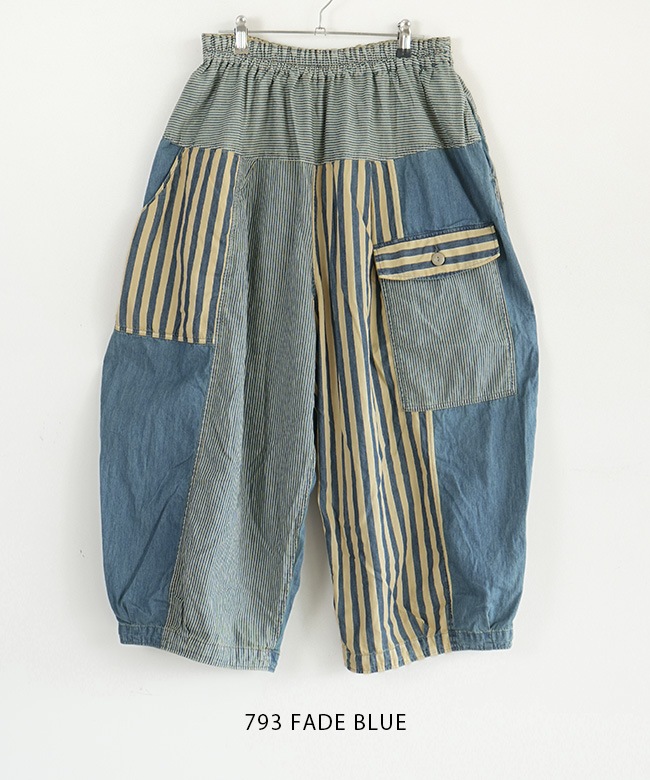 TB25312]tumugu(ツムグ)デニム×ヒッコリーストライプ パンツ