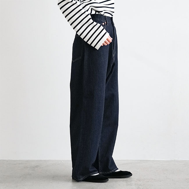 ◇[b1038]SOLAMONAT(ソラモナ)5Pルーズストレートイージーデニムパンツ