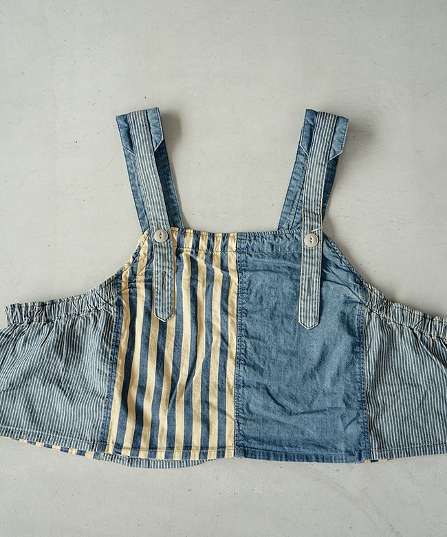 SALE 50%OFF】tumugu(ツムグ)デニム×ヒッコリーストライプ ビスチェ