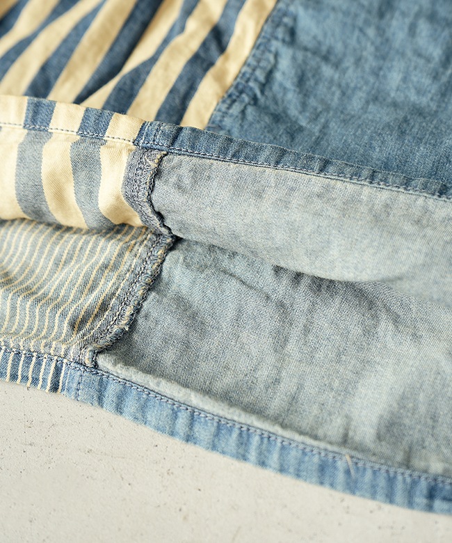 SALE 50%OFF】tumugu(ツムグ)デニム×ヒッコリーストライプ ビスチェ