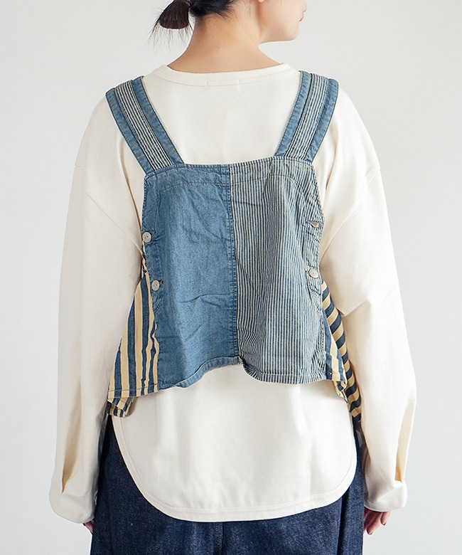 SALE 50%OFF】tumugu(ツムグ)デニム×ヒッコリーストライプ ビスチェ