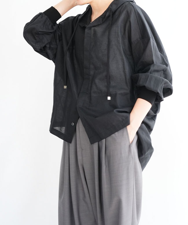 SALE 30%OFF】Praia(プライア)綿麻シアー・シャツパーカー レディース