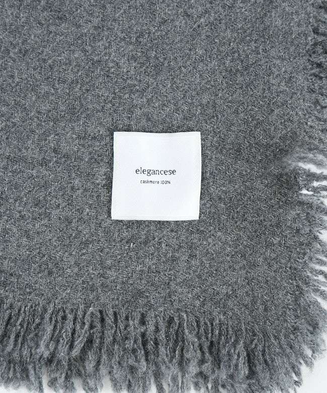 elegancese Square fringe カシミア100ストール グレー elegancese(エレガンセーゼ) Square fringe スクエア フリンジ
