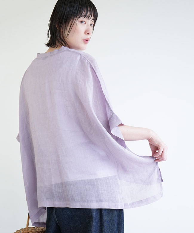 solamonat poche 】 ラベンダーラミーシャツブラウス