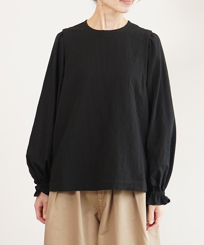 8244T-004]grin(グリン) QUILT GATHERED SLEEVE PULLOVER/キルト