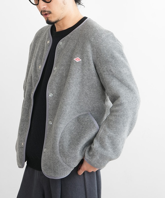 ◇[JD-8939]DANTON(ダントン) FLEECE COLLARLESS JACKET フリース