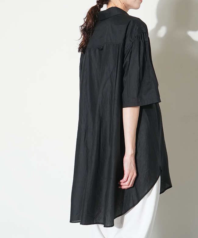 SALE 50%OFF】MIDIUMISOLID(ミディウミソリッド) half slv wide shirt