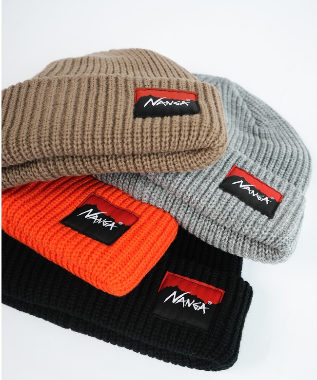 N2532-3C059A]NANGA(ナンガ) BOX LOGO BULKY BEANIE/ボックスロゴ