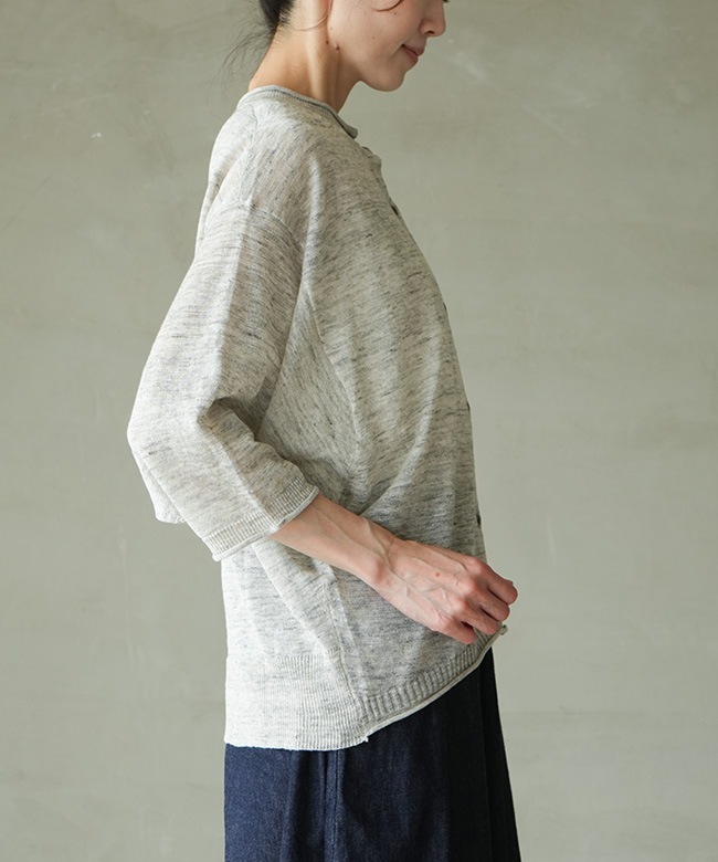 SALE 20%OFF】mao made(マオメイド) 別注 TOSCOリネンニット 7分袖