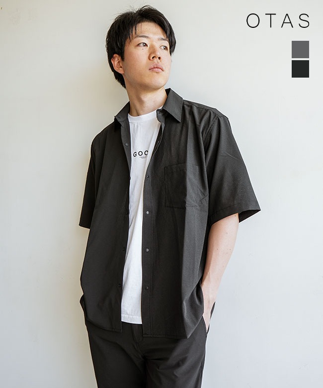 OTAS(オータス) ドットメッシュ レギュラーカラー ショートスリーブ