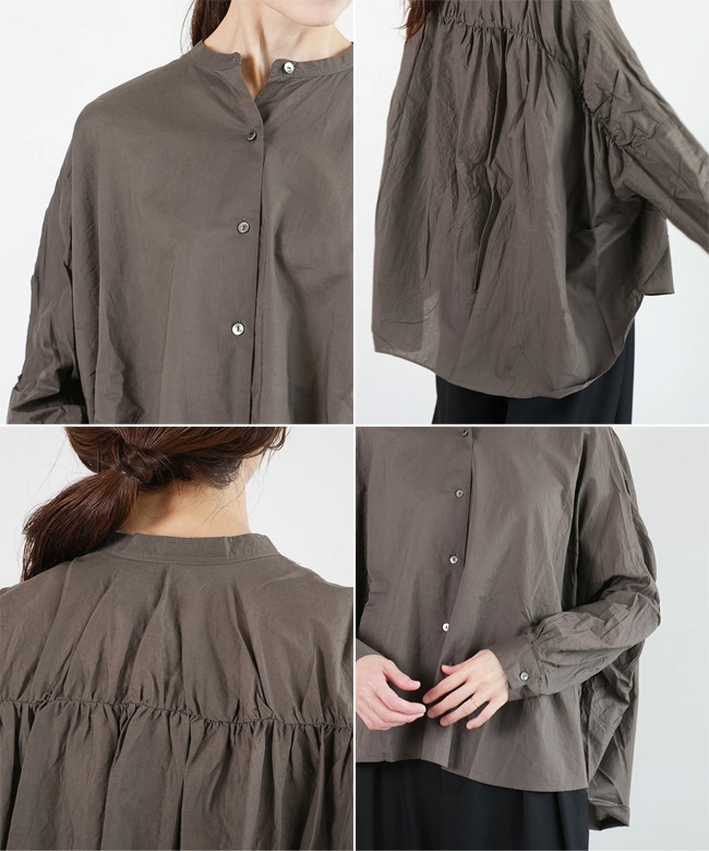 mizuiro ind(ミズイロインド) back gather wide shirt バックギャザー