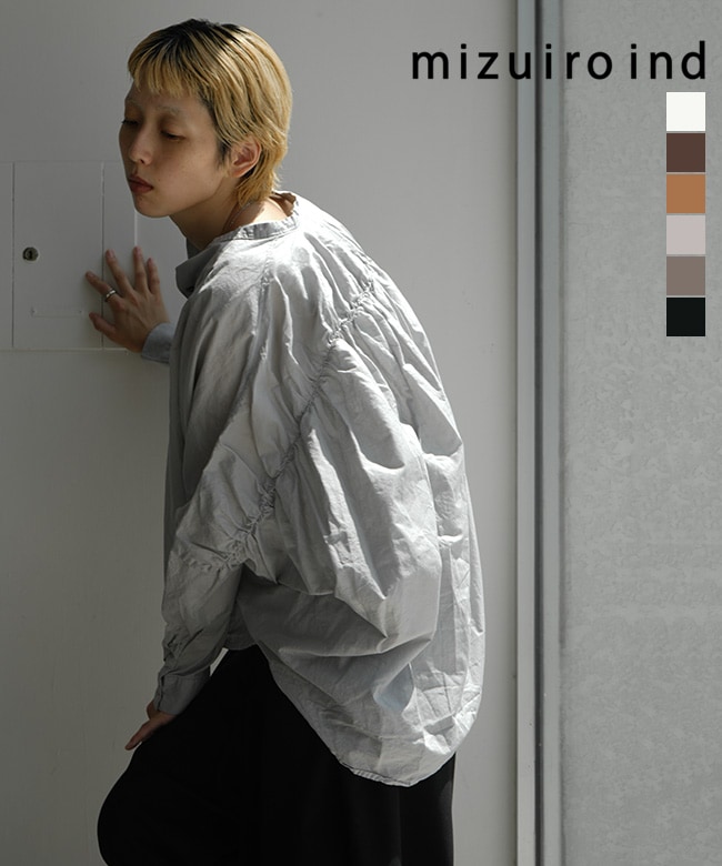 mizuiro ind(ミズイロインド) back gather wide shirt バックギャザー
