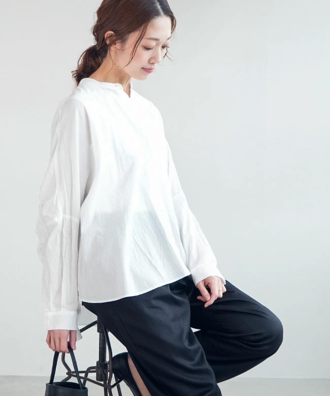 mizuiro ind(ミズイロインド) back gather wide shirt バックギャザー