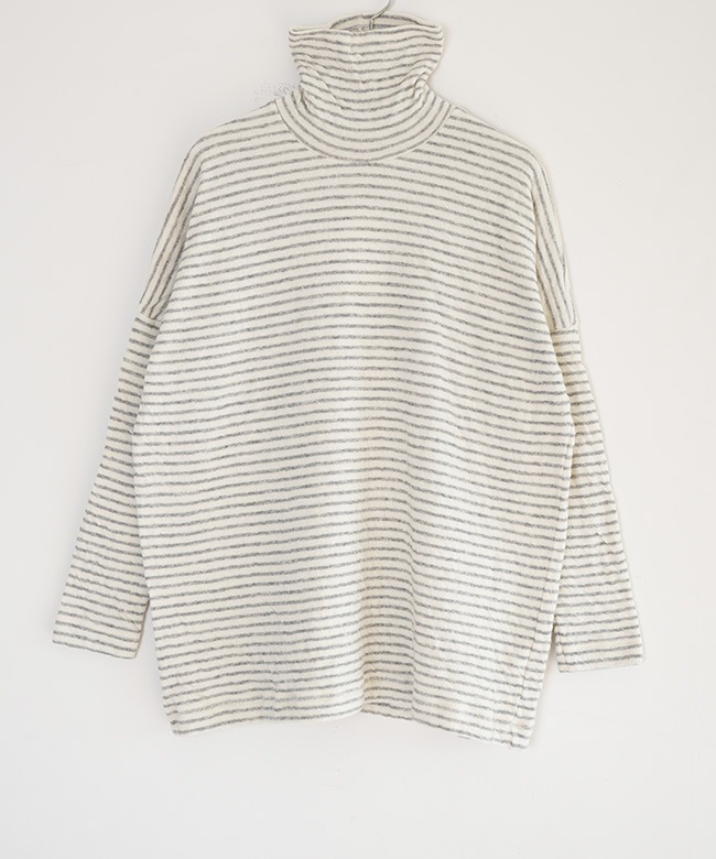 P90660]prit(プリット) 1/25ウール綿接結ボーダー タートルネック