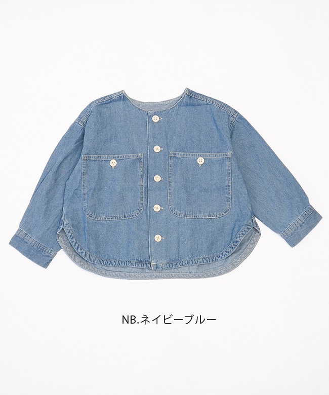 パドカレ デニムブルー ノーカラージャケット osharewalker デニム ジャケット レディース ライトアウター