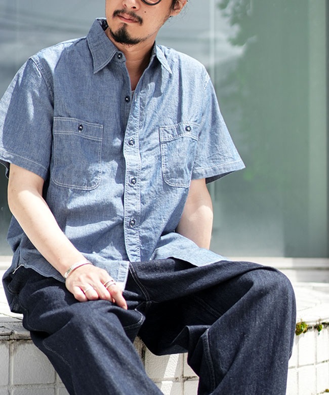 orSlow(オアスロウ) SHORT SLEEVE CHAMBRAY WORK SHIRT ショート