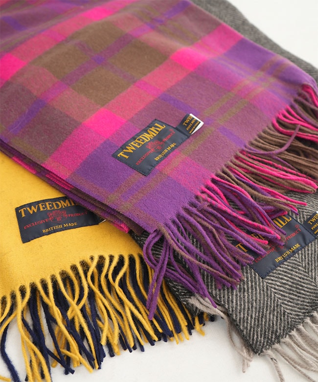 70-190]TWEEDMILL(ツイードミル)大判ピュアウールストール マフラー