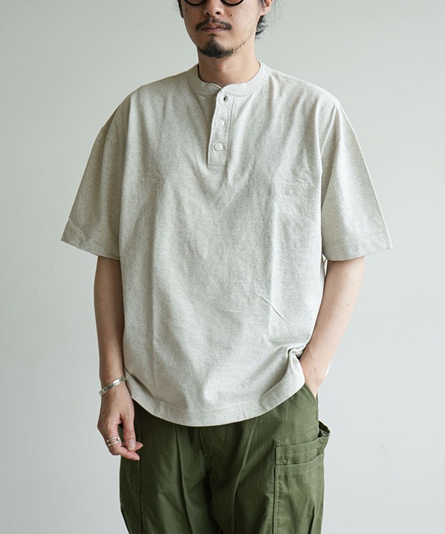 Healthknit(ヘルスニット) Henleyneck S/S Tee ヘンリーネックショート