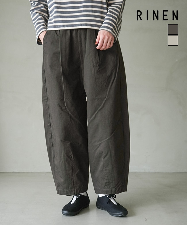 R47602]RINEN(リネン) 16/1チノ オーバルパンツ レディース