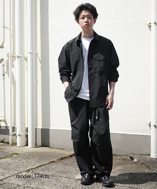 watwat ブラック&amp;カーキ ヤンガニーボーダープルオーバー WILD THINGS(ワイルドシングス)BREATHABLE L/S POCKET SHIRT