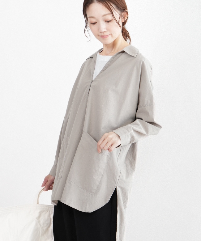 SET-3037]SETTEN(セッテン)バックギャザーロングシャツ 長袖 トップス