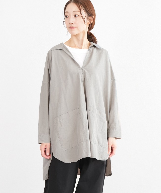 SET-3037]SETTEN(セッテン)バックギャザーロングシャツ 長袖 トップス