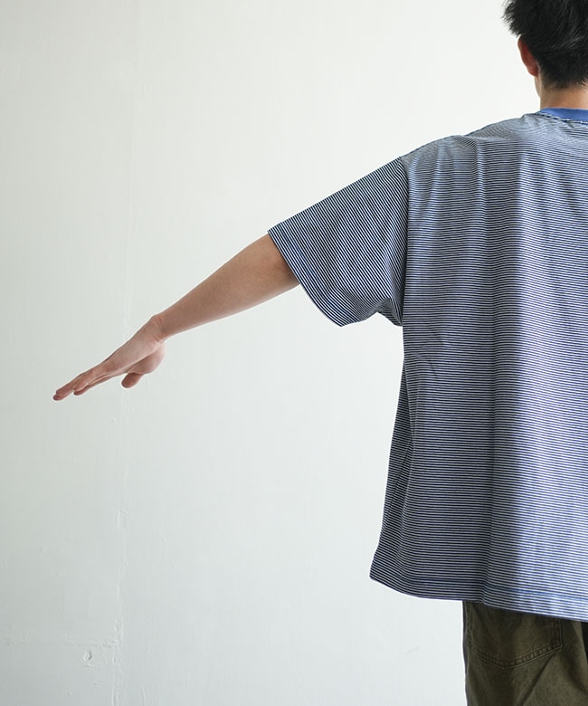 SALE 10%OFF】EVCON(エビコン) MERCERIZATION BORDER WIDE S/S TEE