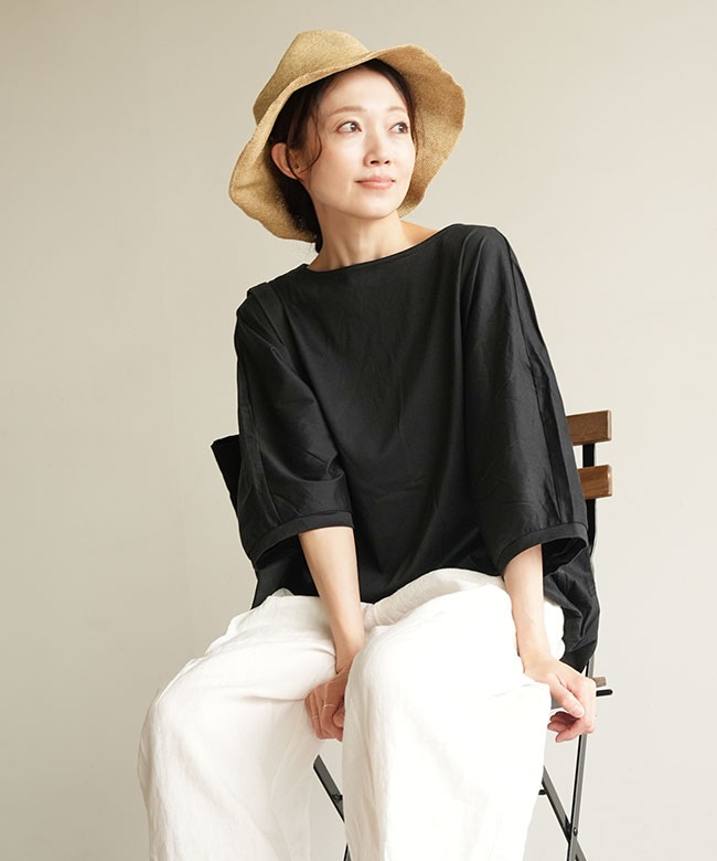 mizuiro ind(ミズイロインド) boat neck cocoon P/O ボートネック