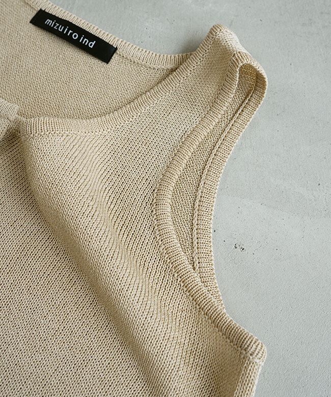 SALE 30%OFF】mizuiro ind(ミズイロインド) linen like crew neck vest