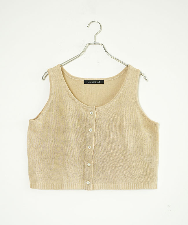 SALE 30%OFF】mizuiro ind(ミズイロインド) linen like crew neck vest