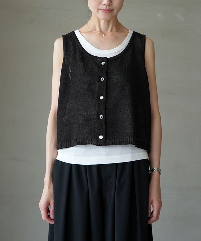 SALE 30%OFF】mizuiro ind(ミズイロインド) linen like crew neck vest