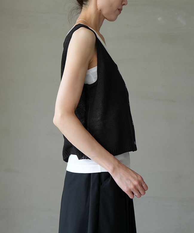 SALE 30%OFF】mizuiro ind(ミズイロインド) linen like crew neck vest