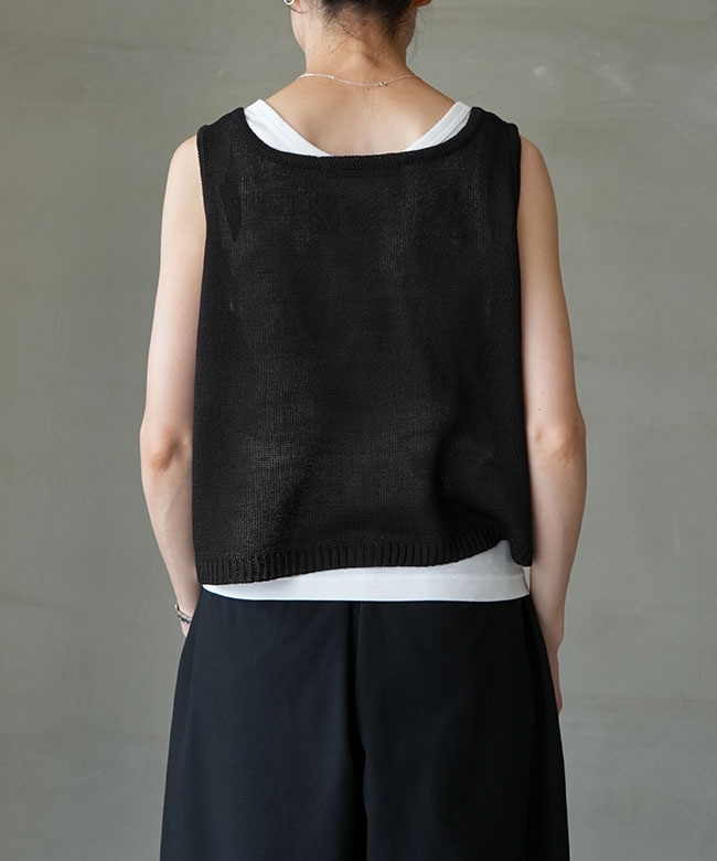 SALE 30%OFF】mizuiro ind(ミズイロインド) linen like crew neck vest