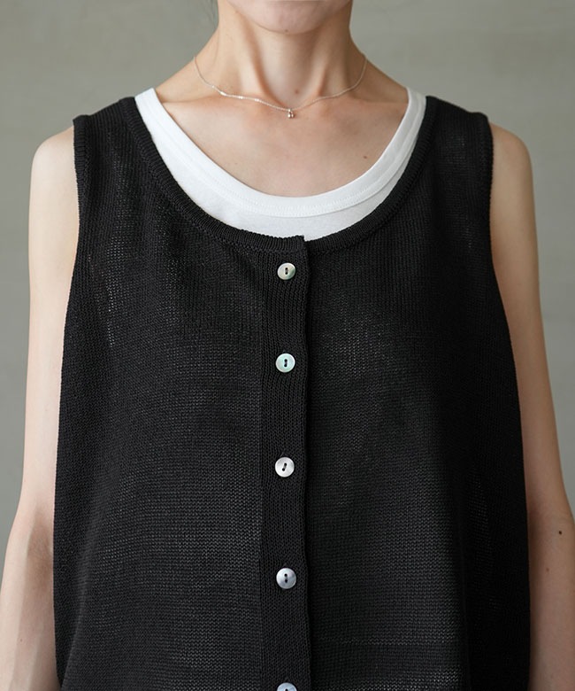 SALE 30%OFF】mizuiro ind(ミズイロインド) linen like crew neck vest